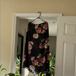 Emma James Black Skirt with Pink Floral Design